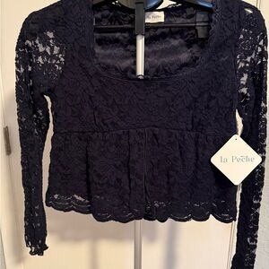 Navy Lace Blouse